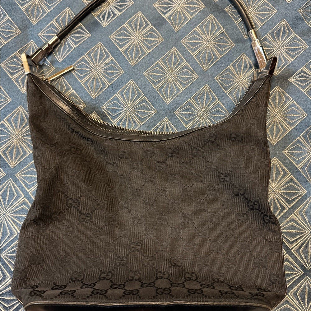 Gucci Black Monogram Hobo Bag
